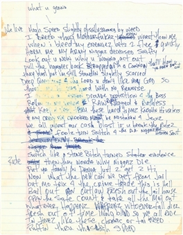 Tupac Shakur "High Speed" Hand Written Song Lyrics (JSA)